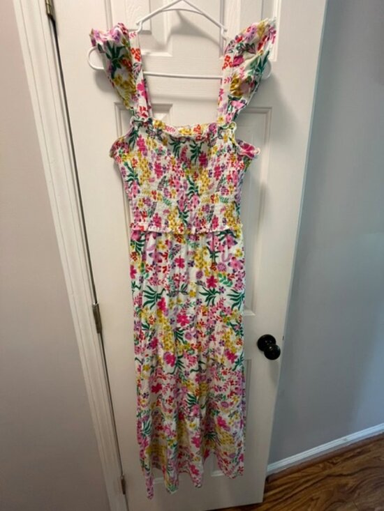 THML Dresses & Skirts - THML Women's Strap Floral Smocked Maxi Dress, Pink Green, Size M